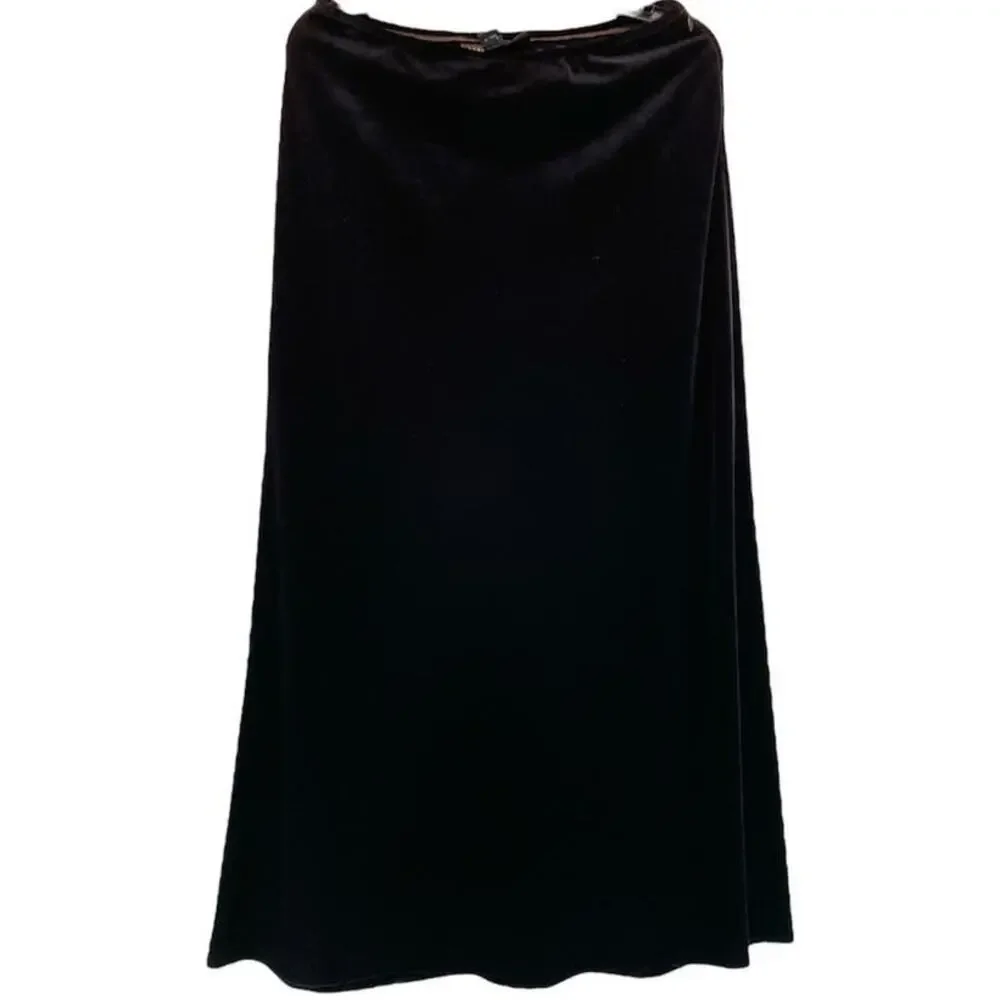 Linda Allard Ellen Tracy Black Velvet Maxi Skirt 10